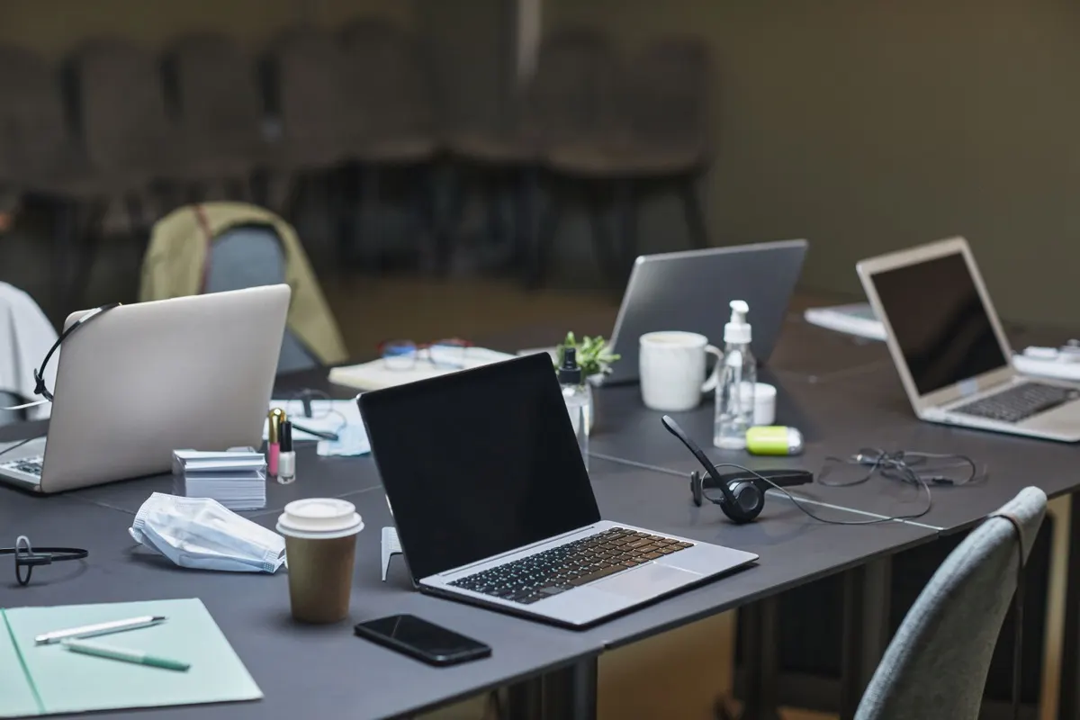 Managed IT services workspace with devices and support tools